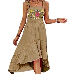Boho Floral Embroidered Dress